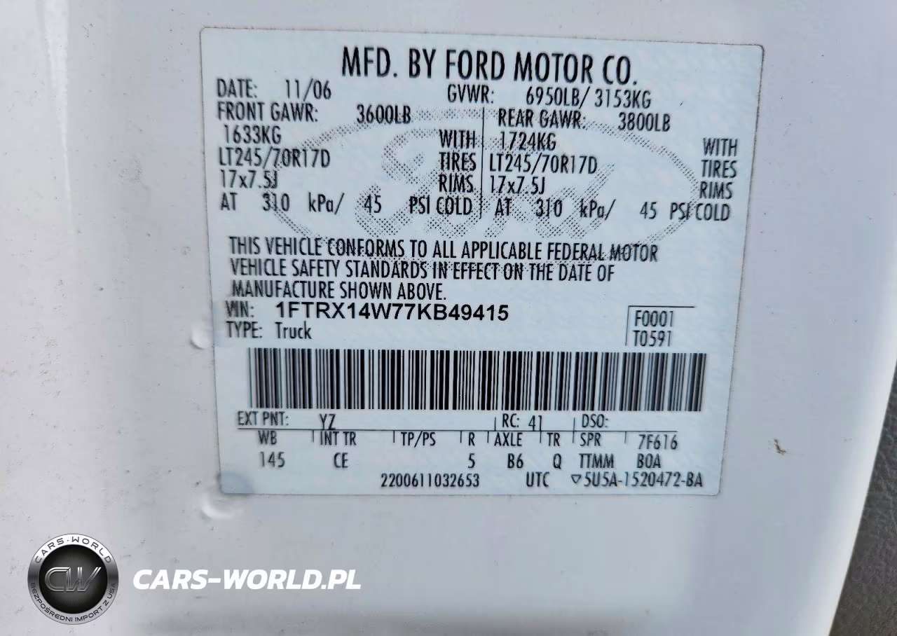 2007 Ford F150 VIN:1FTRX14W77KB49415 - 12