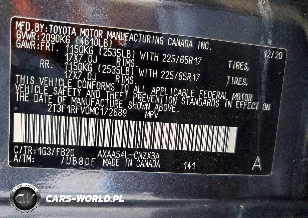 2021 Toyota Rav4 Le VIN:2T3F1RFV0MC172689 - 12
