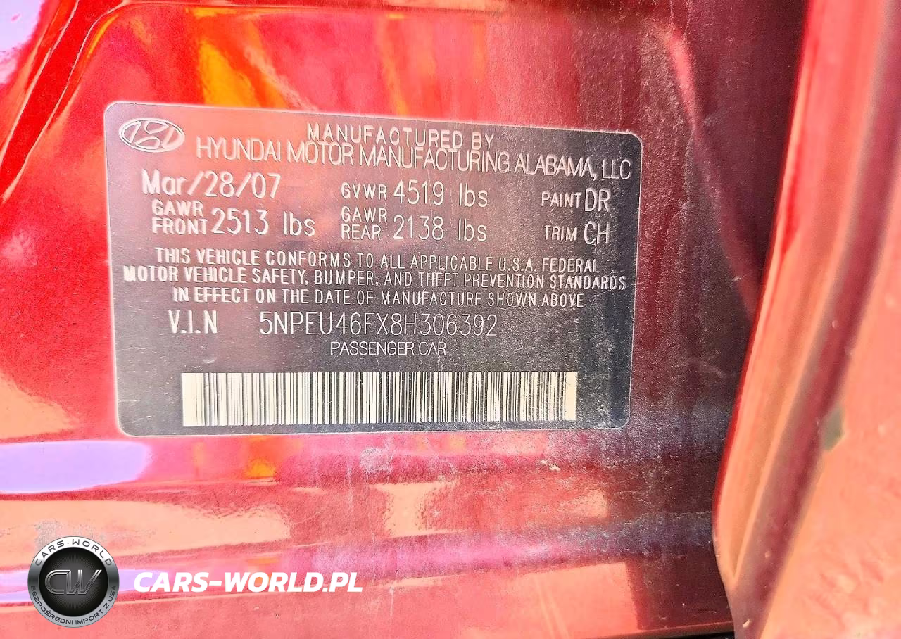2008 Hyundai Sonata Se V6 VIN:5NPEU46FX8H306392 - 12