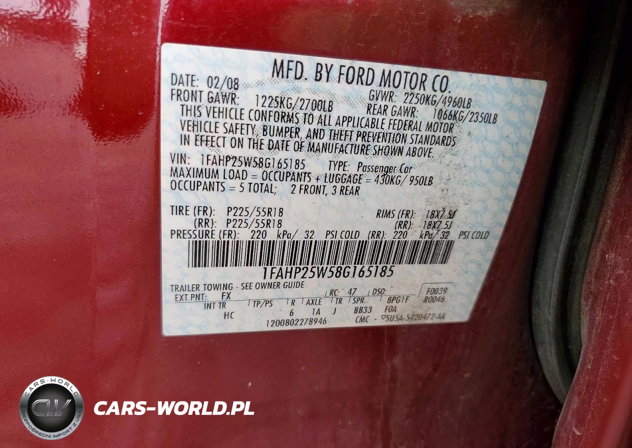 2008 Ford Taurus Limited VIN:1FAHP25W58G165185 - 12