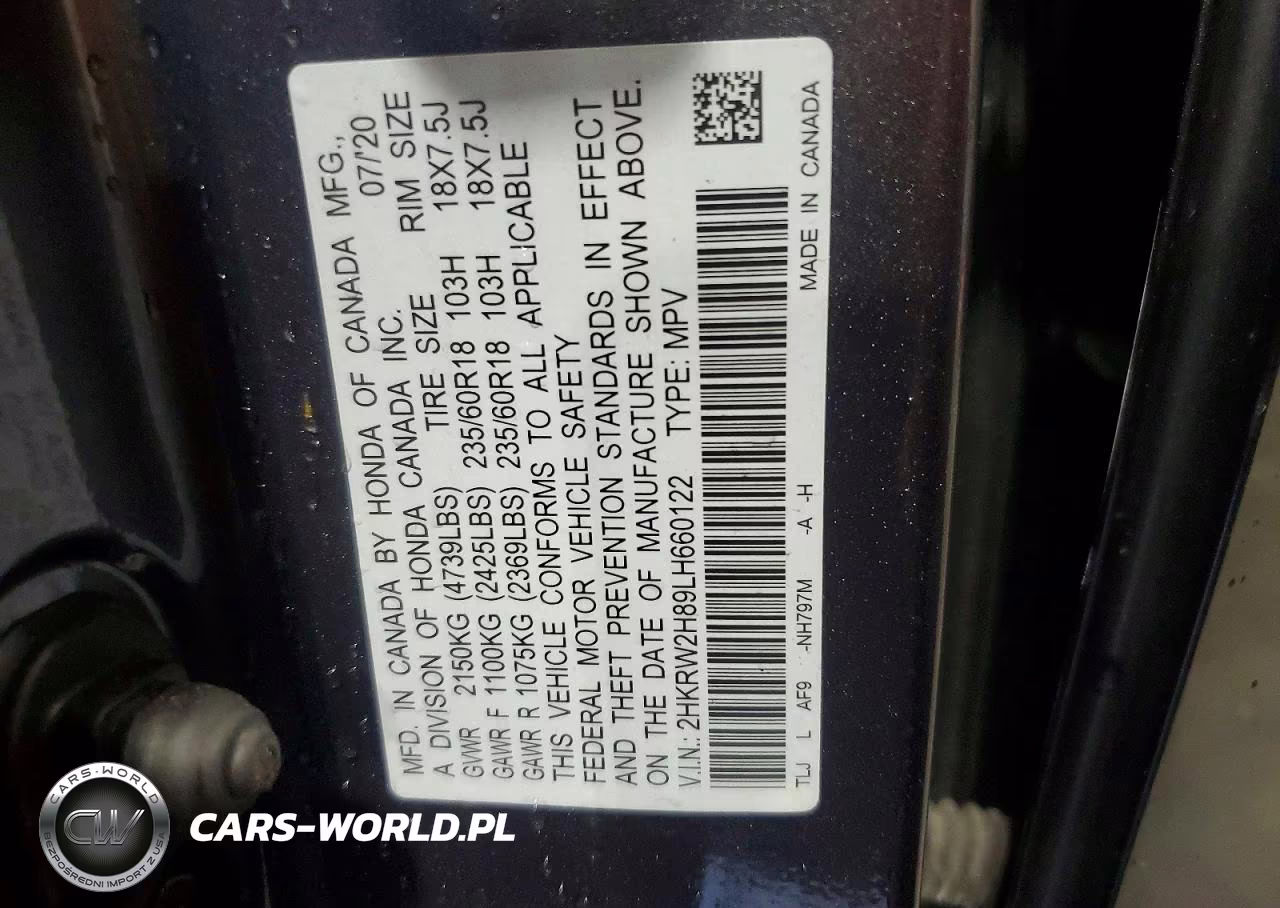 2020 Honda Cr-V Exl VIN:2HKRW2H89LH660122 - 13
