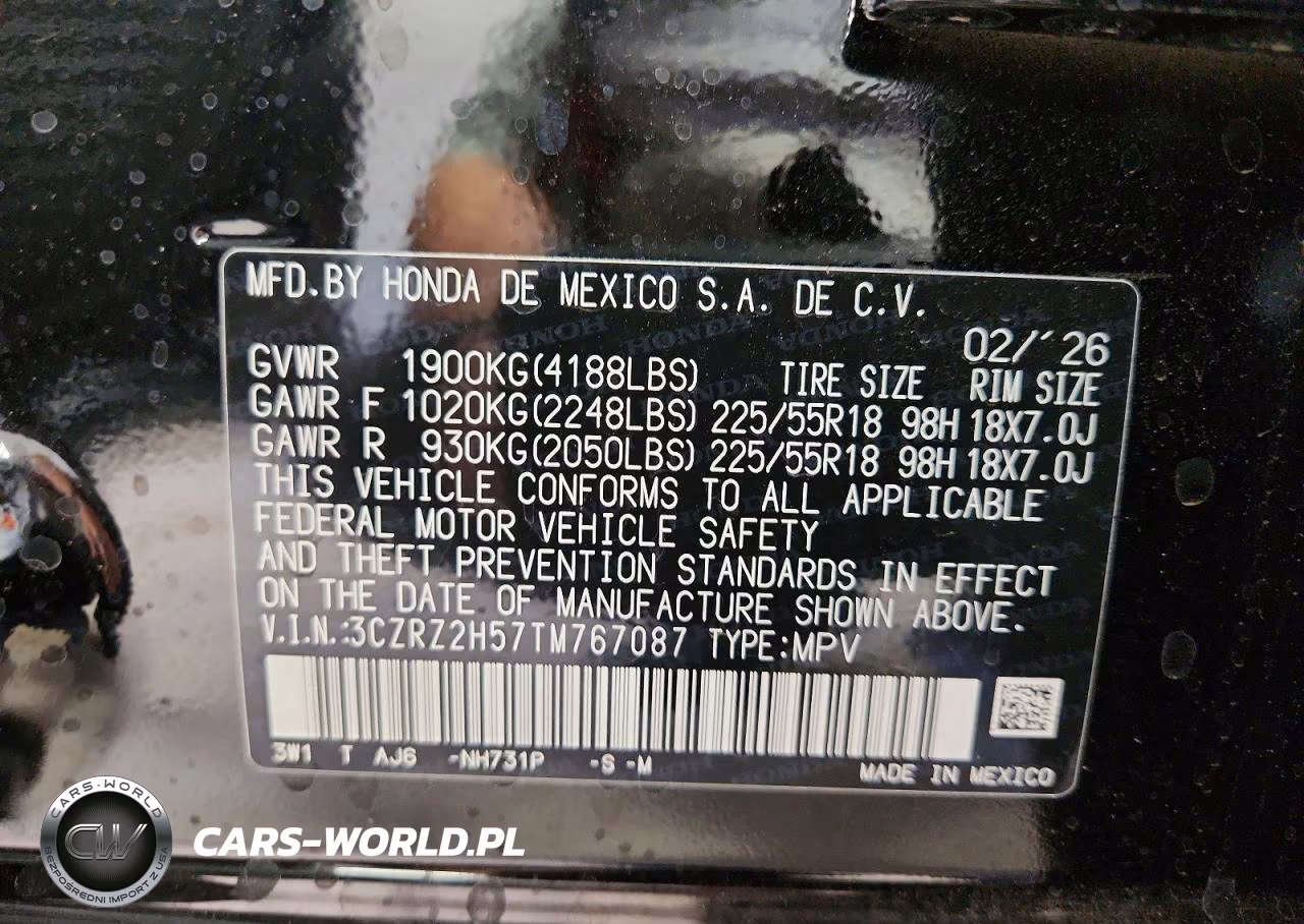 2026 Honda Hr-V Sport VIN:3CZRZ2H57TM767087 - 13