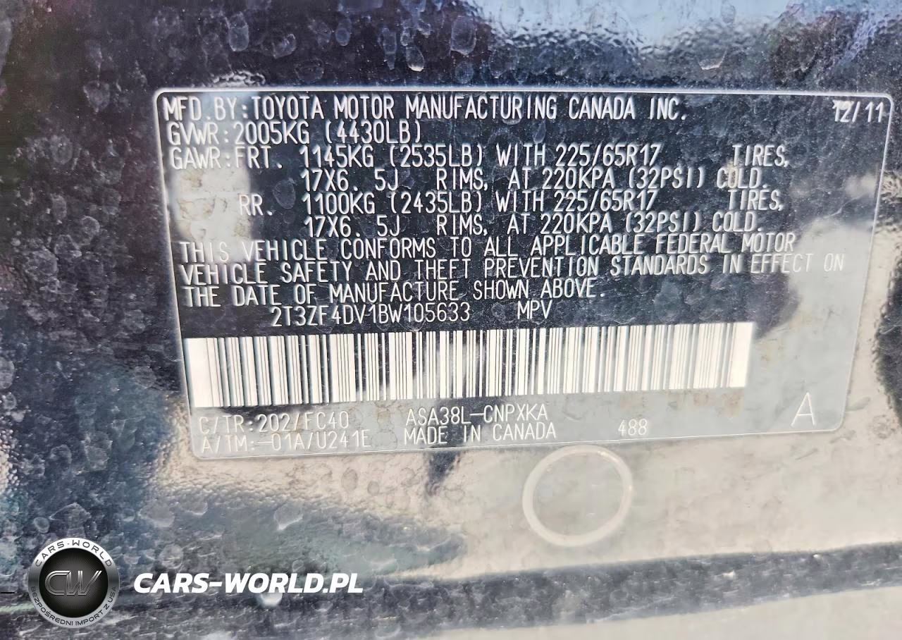 2011 Toyota Rav4 Base VIN:2T3ZF4DV1BW105633 - 14