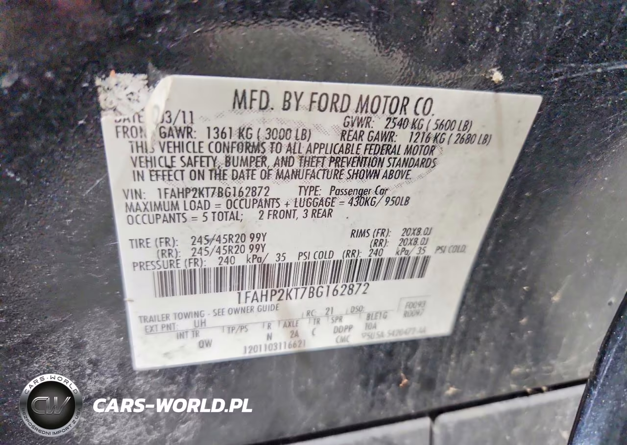 2011 Ford Taurus Sho VIN:1FAHP2KT7BG162872 - 13