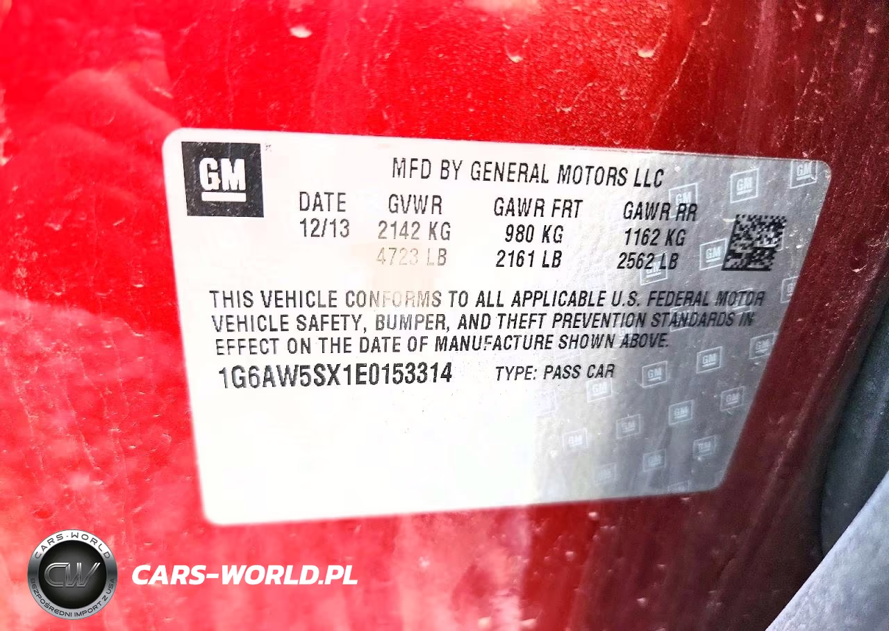 2014 Cadillac Cts VIN:1G6AW5SX1E0153314 - 13
