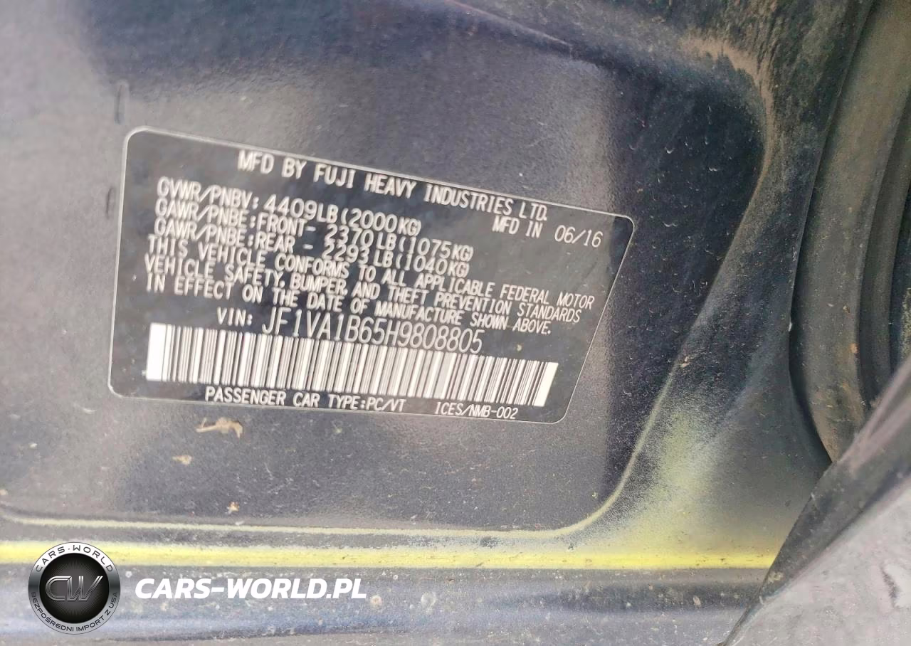 2017 Subaru Wrx VIN:JF1VA1B65H9808805 - 13