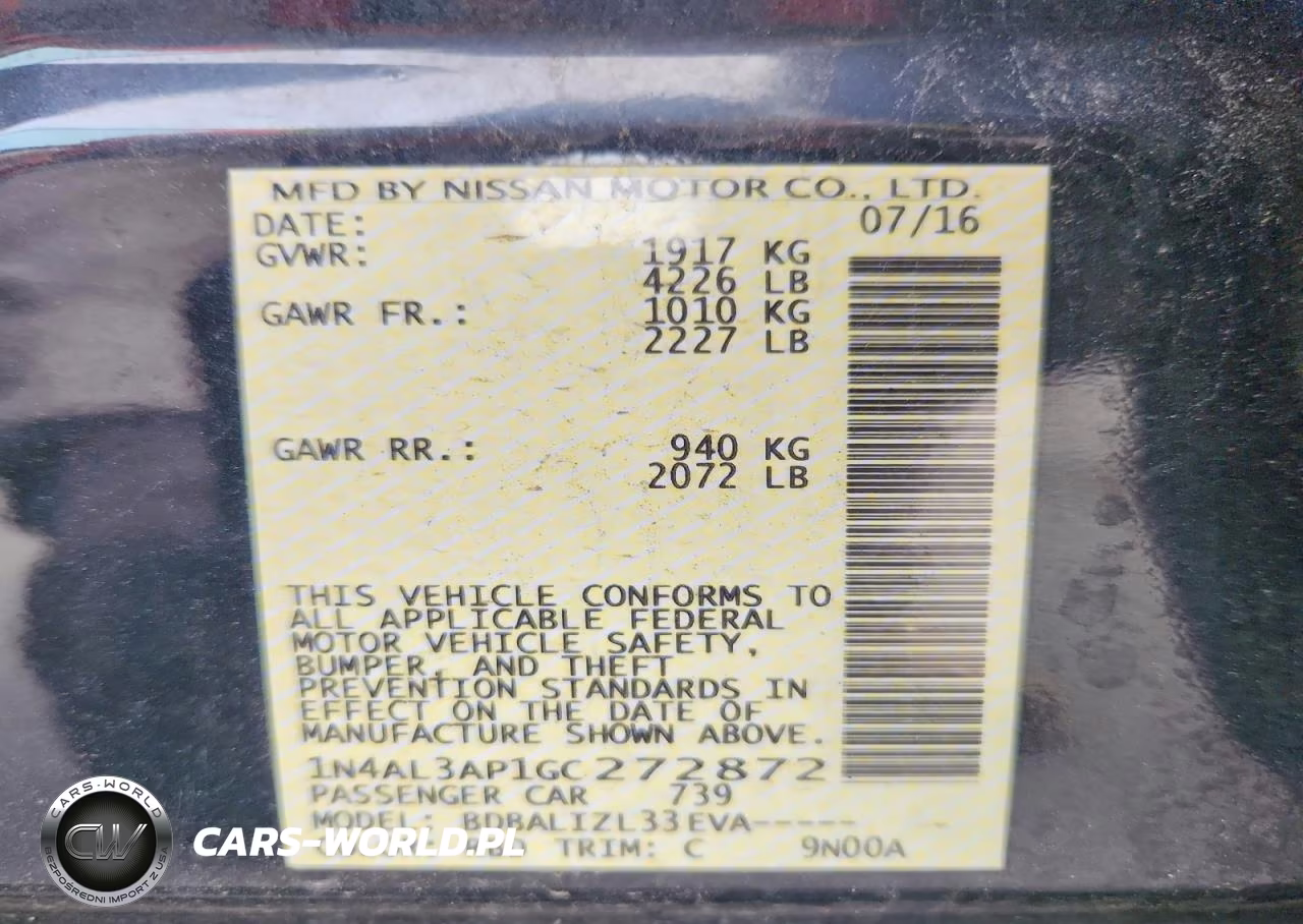 2016 Nissan Altima 2.5 Sv VIN:1N4AL3AP1GC272872 - 12