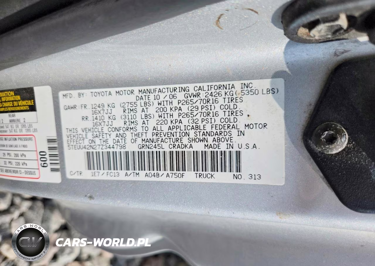 2007 Toyota Tacoma V6 VIN:5TEUU42N27Z344798 - 12