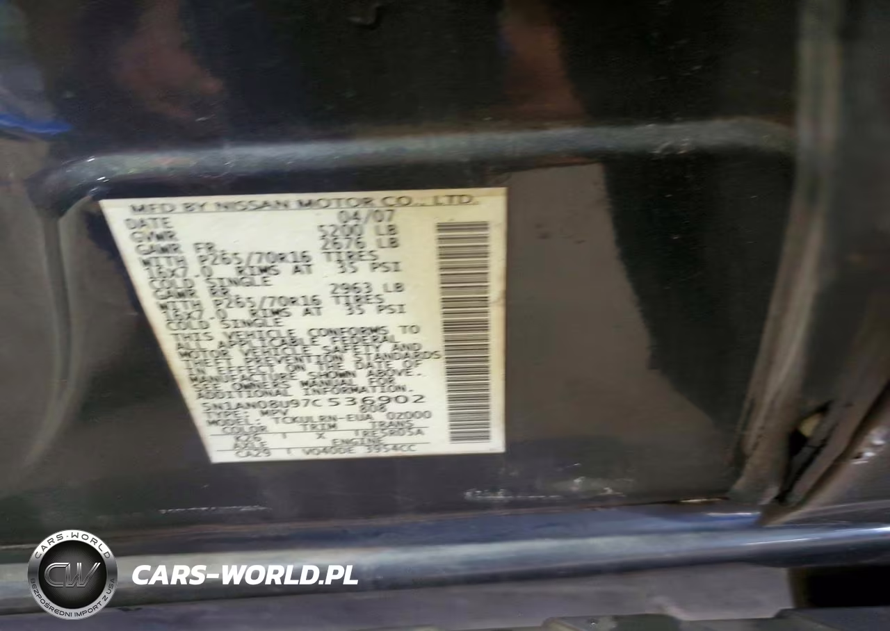 2007 Nissan Xterra X VIN:5N1AN08U97C536902 - 12