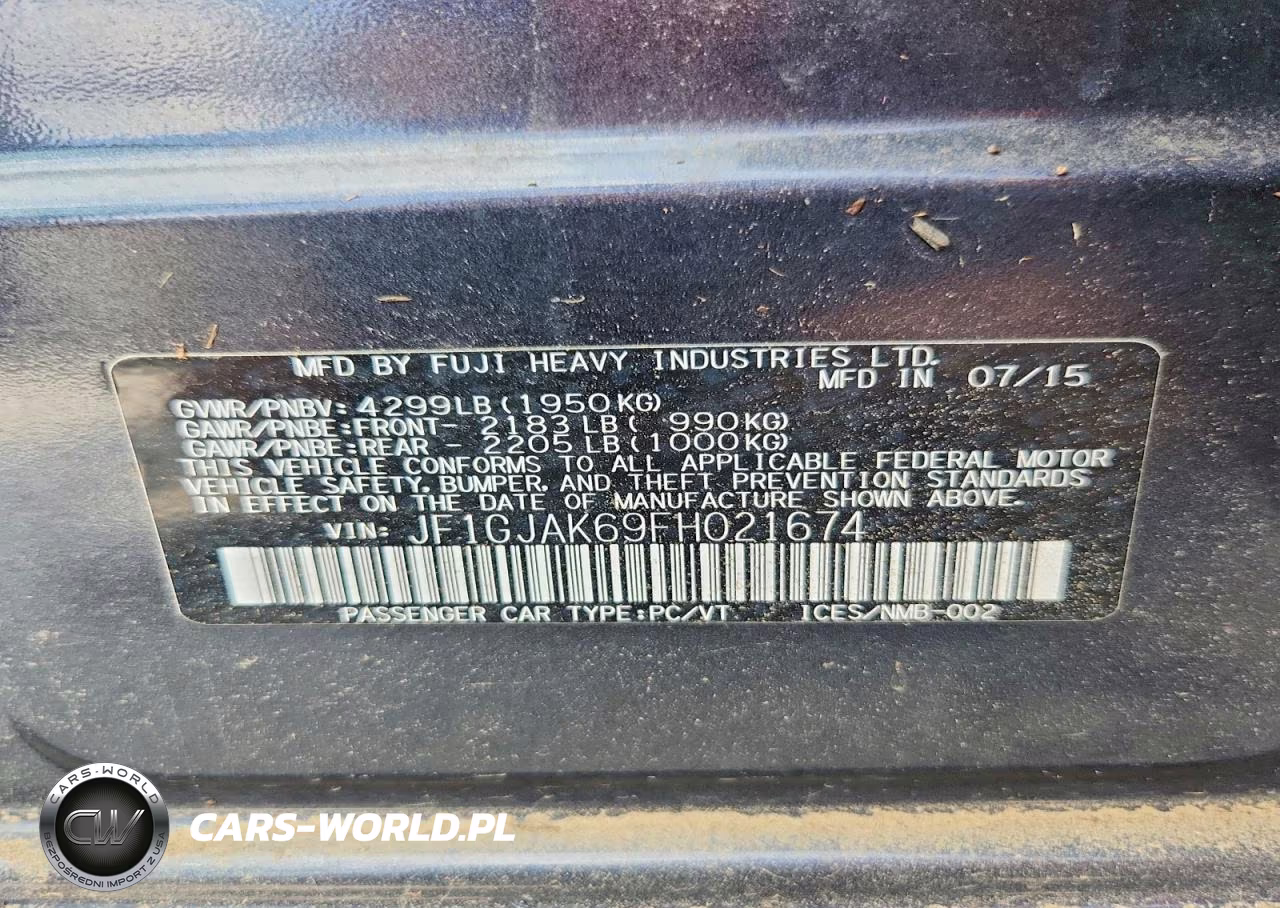 2015 Subaru Impreza Premium Plus VIN:JF1GJAK69FH021674 - 12