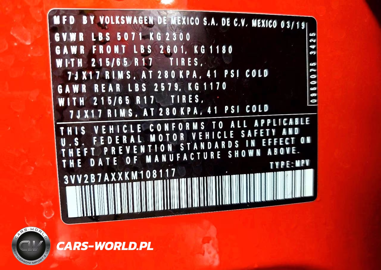 2019 Volkswagen Tiguan Se VIN:3VV2B7AXXKM108117 - 12