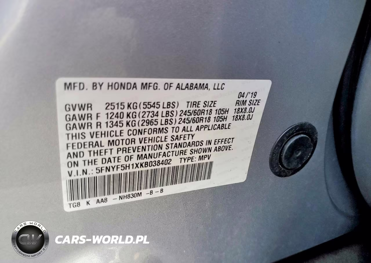2019 Honda Pilot Lx VIN:5FNYF5H1XKB038402 - 14