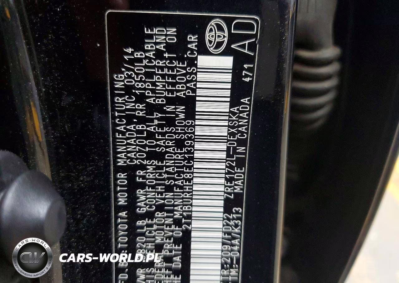 2014 Toyota Corolla S Plus VIN:2T1BURHE8EC139369 - 12