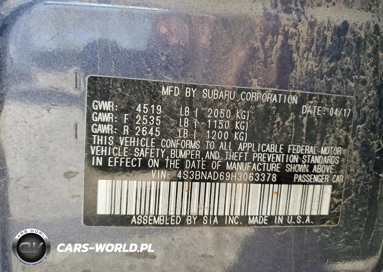2017 Subaru Legacy 2.5I Premium VIN:4S3BNAD69H3063378 - 12