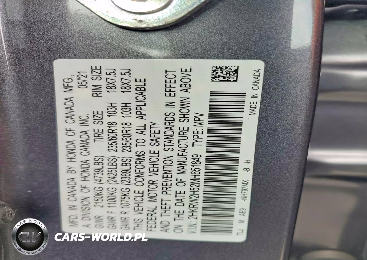 2021 Honda Cr-V Ex VIN:2HKRW2H52MH651849 - 13