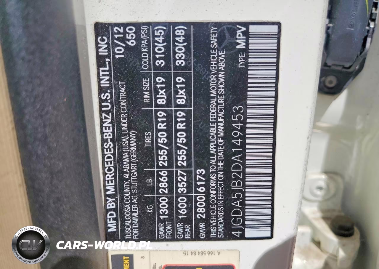 2013 Mercedes-Benz Ml 350 VIN:4JGDA5JB2DA149453 - 13