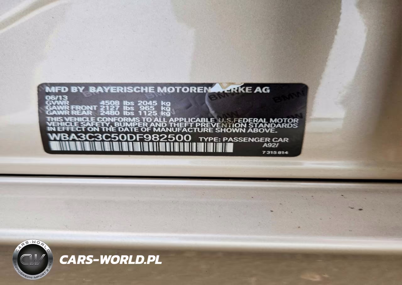 2013 BMW 320 I xDrive VIN:WBA3C3C50DF982500 - 12