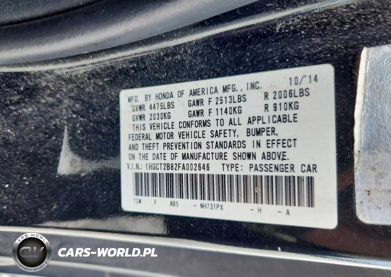 2015 Honda Accord Exl VIN:1HGCT2B82FA002646 - 12