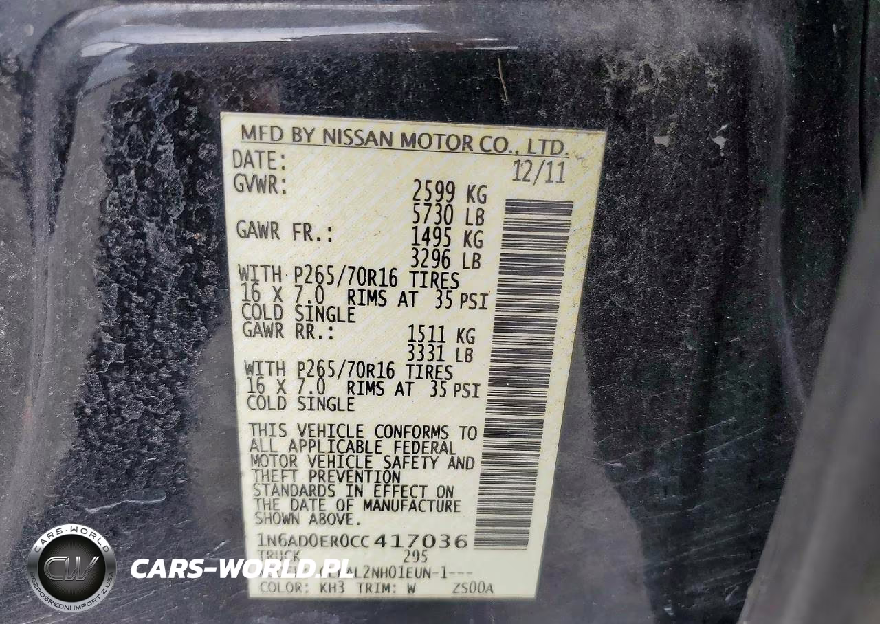2012 Nissan Frontier S VIN:1N6AD0ER0CC417036 - 12