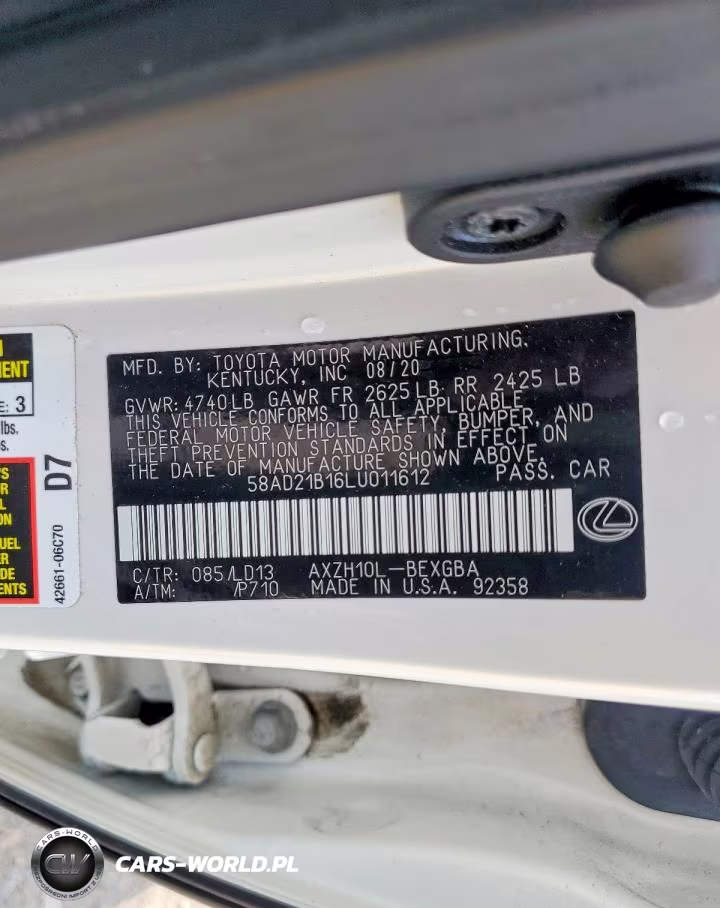 2020 Lexus Es 300H VIN:58AD21B16LU011612 - 12