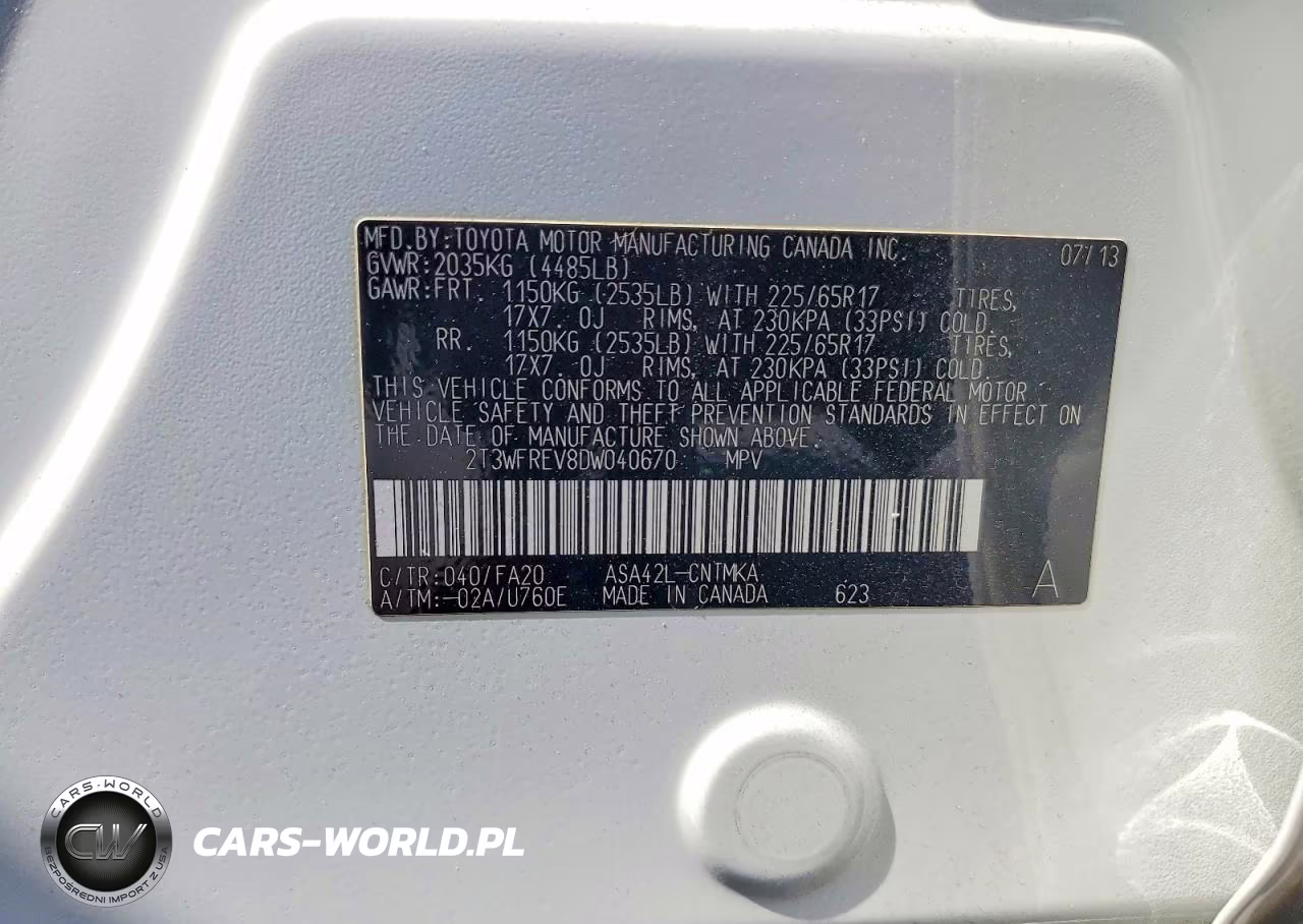 2013 Toyota Rav4 Xle VIN:2T3WFREV8DW040670 - 13