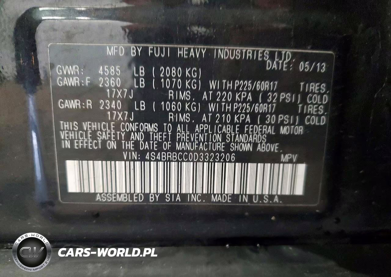 2013 Subaru Outback 2.5I Premium VIN:4S4BRBCC0D3323206 - 13