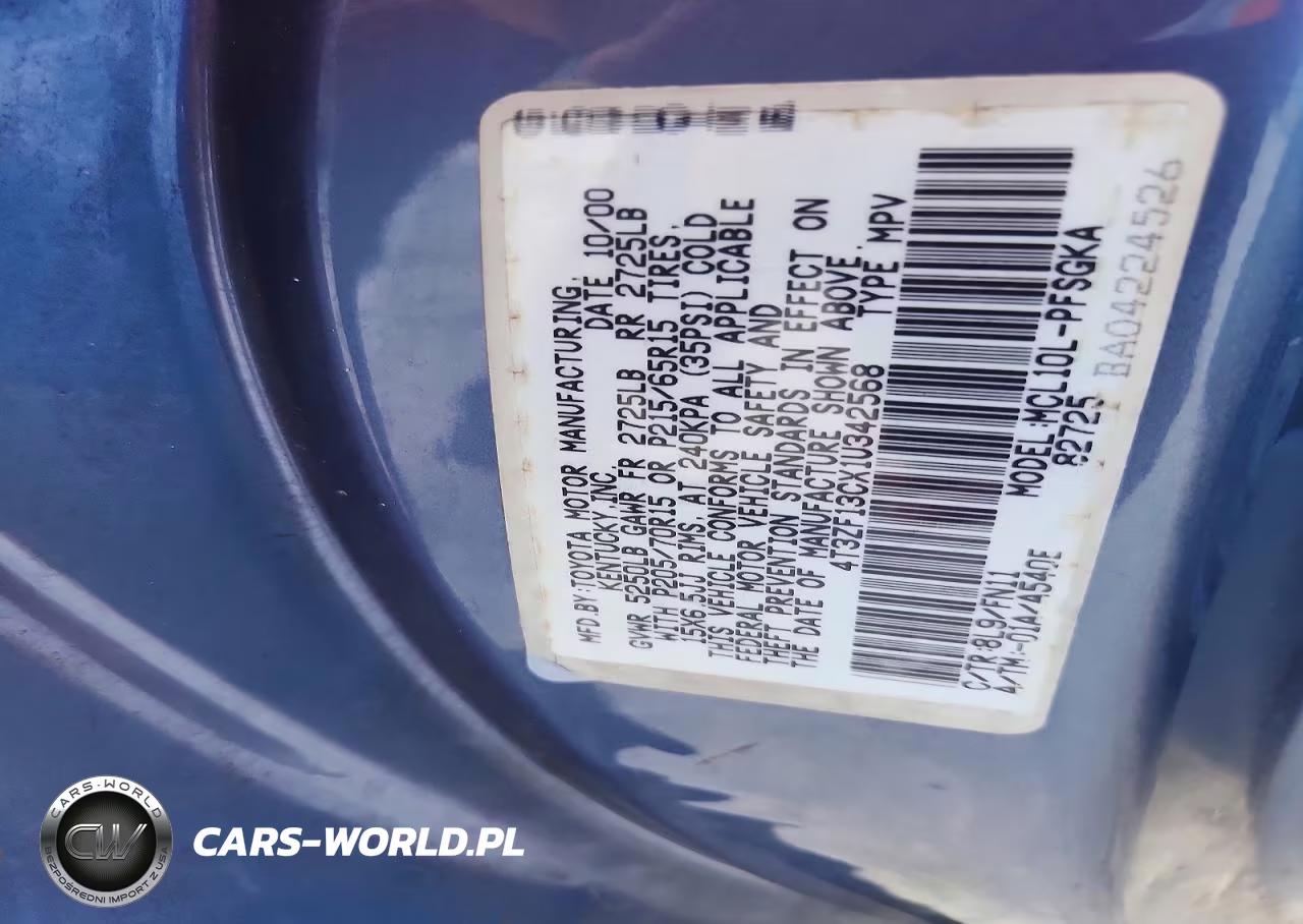 2001 Toyota Sienna Le VIN:4T3ZF13CX1U342568 - 13