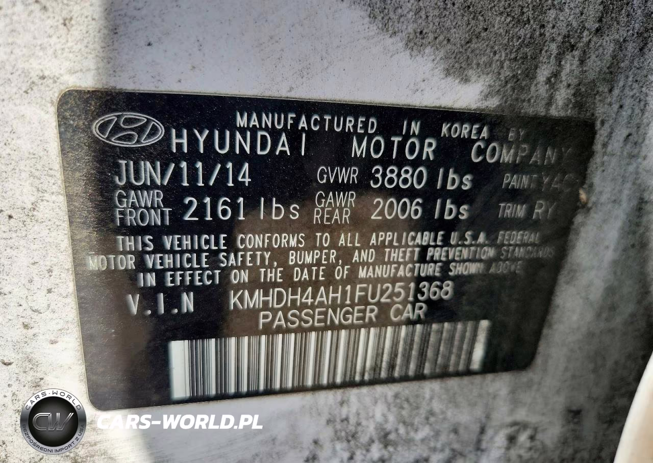2015 Hyundai Elantra Sport VIN:KMHDH4AH1FU251368 - 12