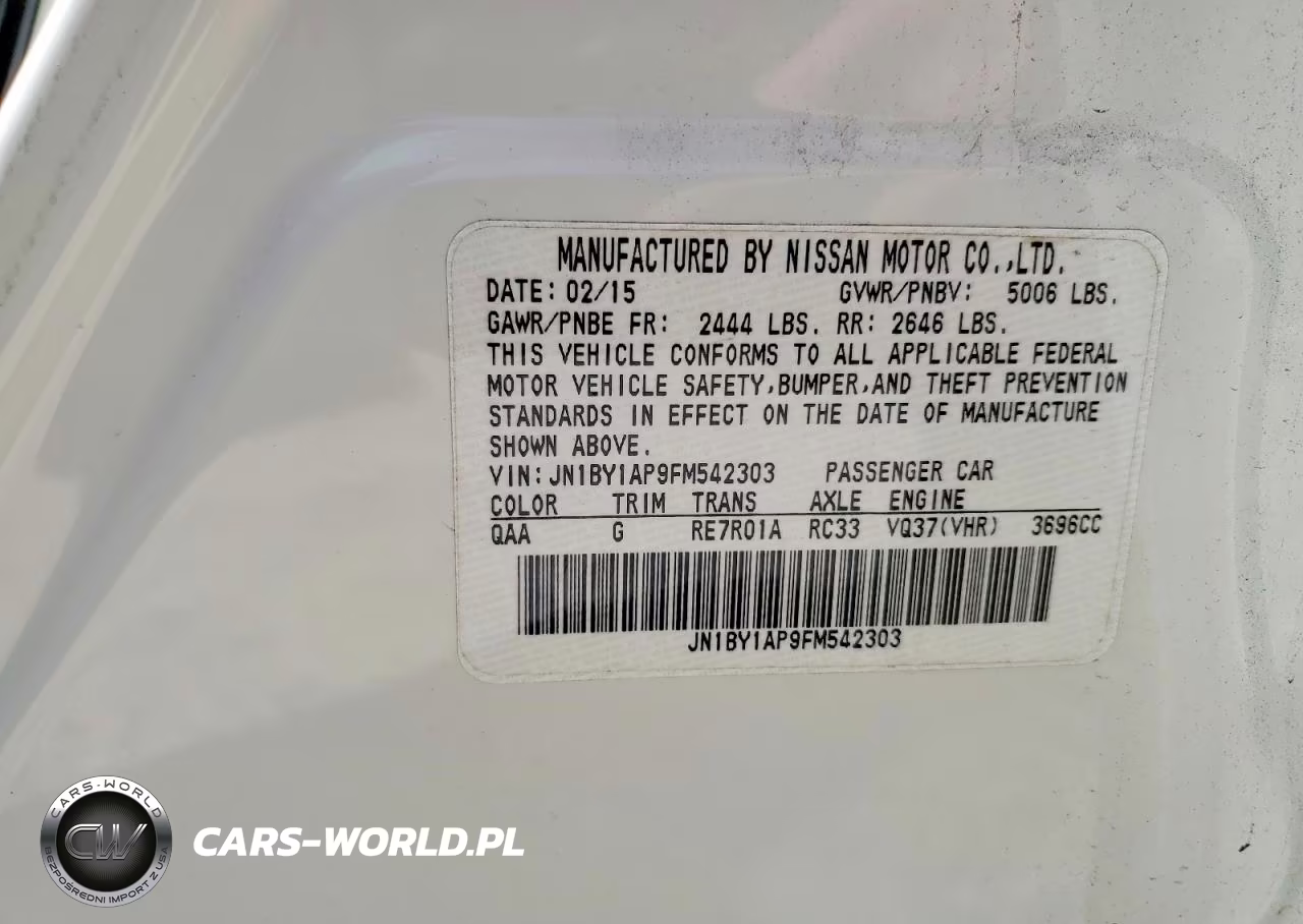 2015 Infiniti Q70 3.7 VIN:JN1BY1AP9FM542303 - 12