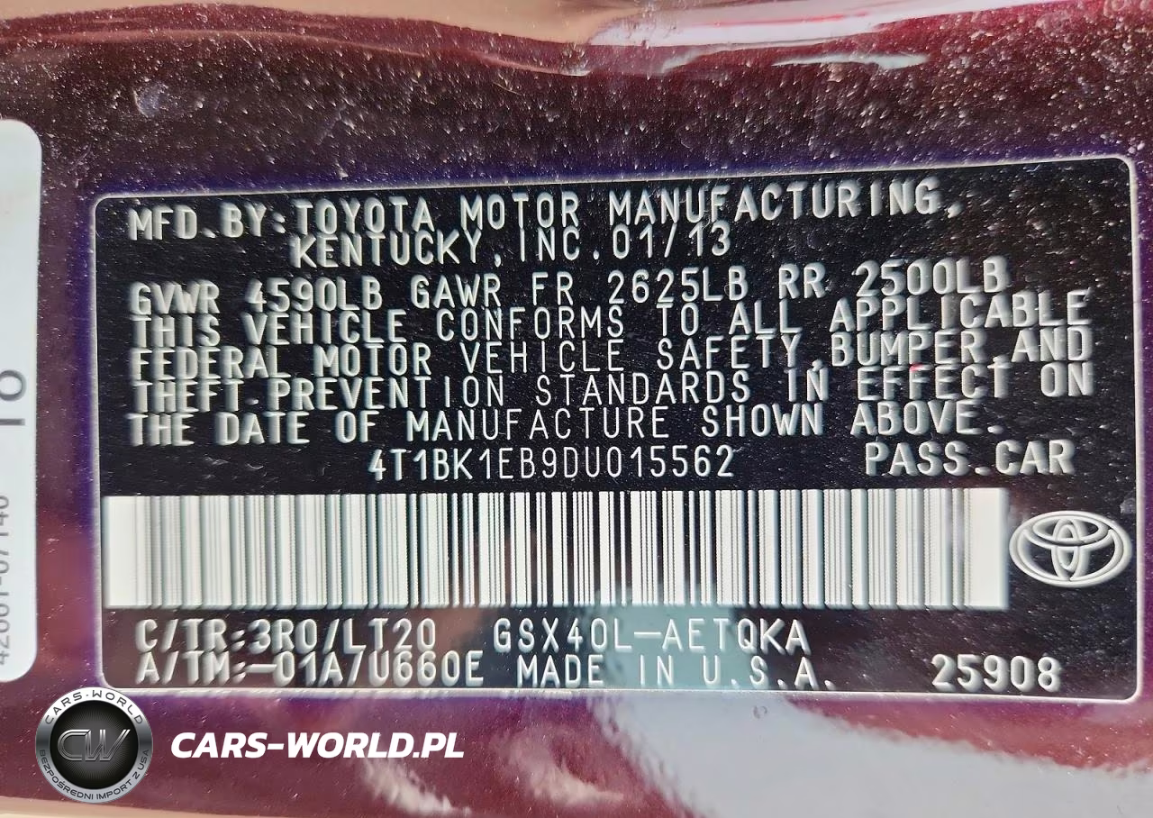 2013 Toyota Avalon Xle Touring VIN:4T1BK1EB9DU015562 - 12