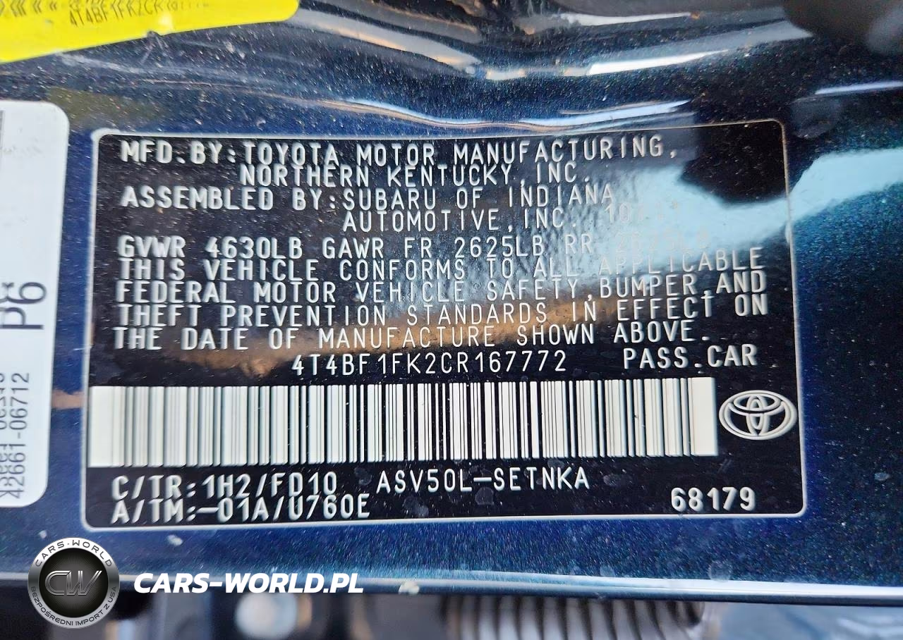 2012 Toyota Camry Le VIN:4T4BF1FK2CR167772 - 12