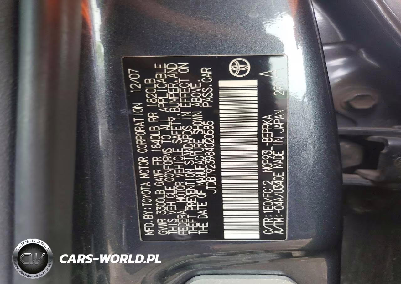 2008 Toyota Yaris Base VIN:JTDBT923984020585 - 12