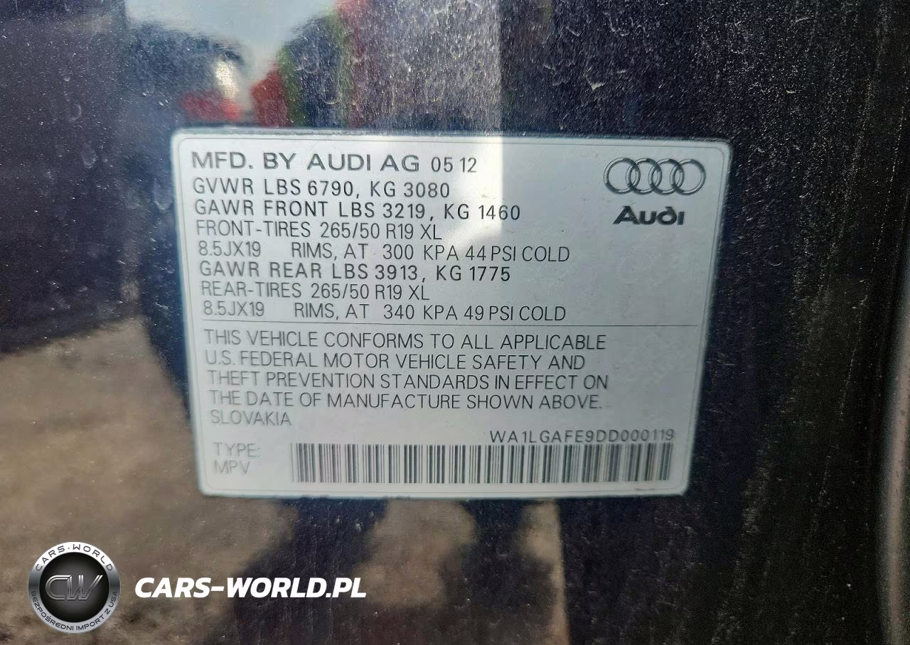 2013 Audi Q7 3.0T Premium VIN:WA1LGAFE9DD000119 - 13