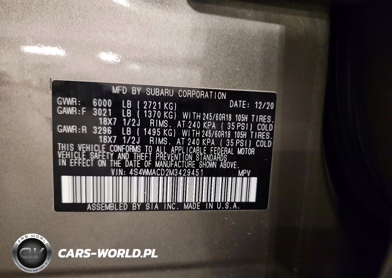 2021 Subaru Ascent Premium VIN:4S4WMACD2M3429451 - 13