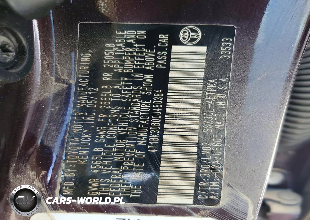 2012 Toyota Avalon Limited VIN:4T1BK3DB0CU460364 - 12