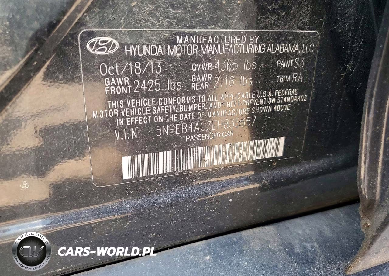 2014 Hyundai Sonata Gls VIN:5NPEB4AC3EH835357 - 12