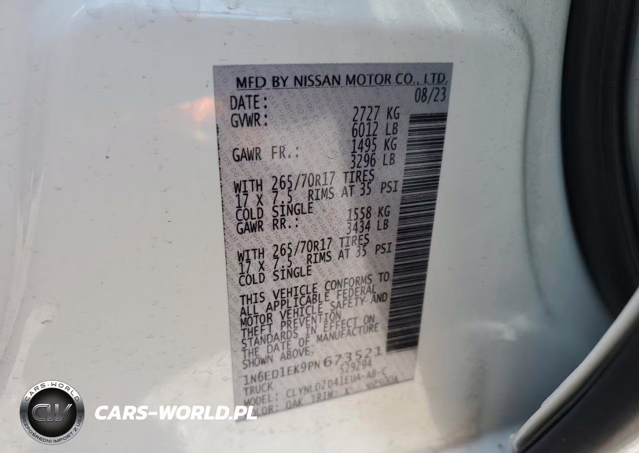 2023 Nissan Frontier Pro-4X VIN:1N6ED1EK9PN673521 - 12