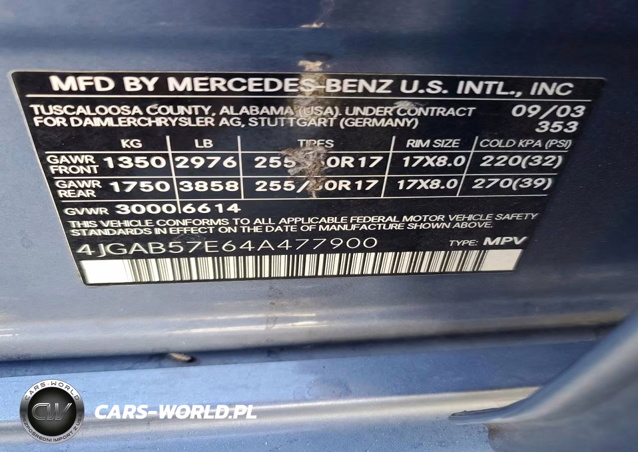 2004 Mercedes-Benz Ml 350 VIN:4JGAB57E64A477900 - 13