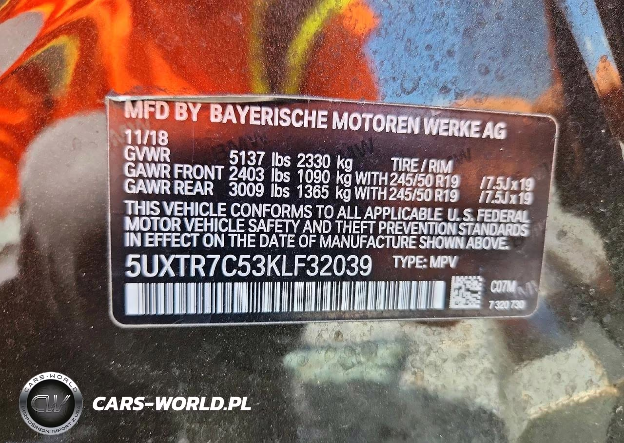 2019 BMW X3 Sdrive30I VIN:5UXTR7C53KLF32039 - 13