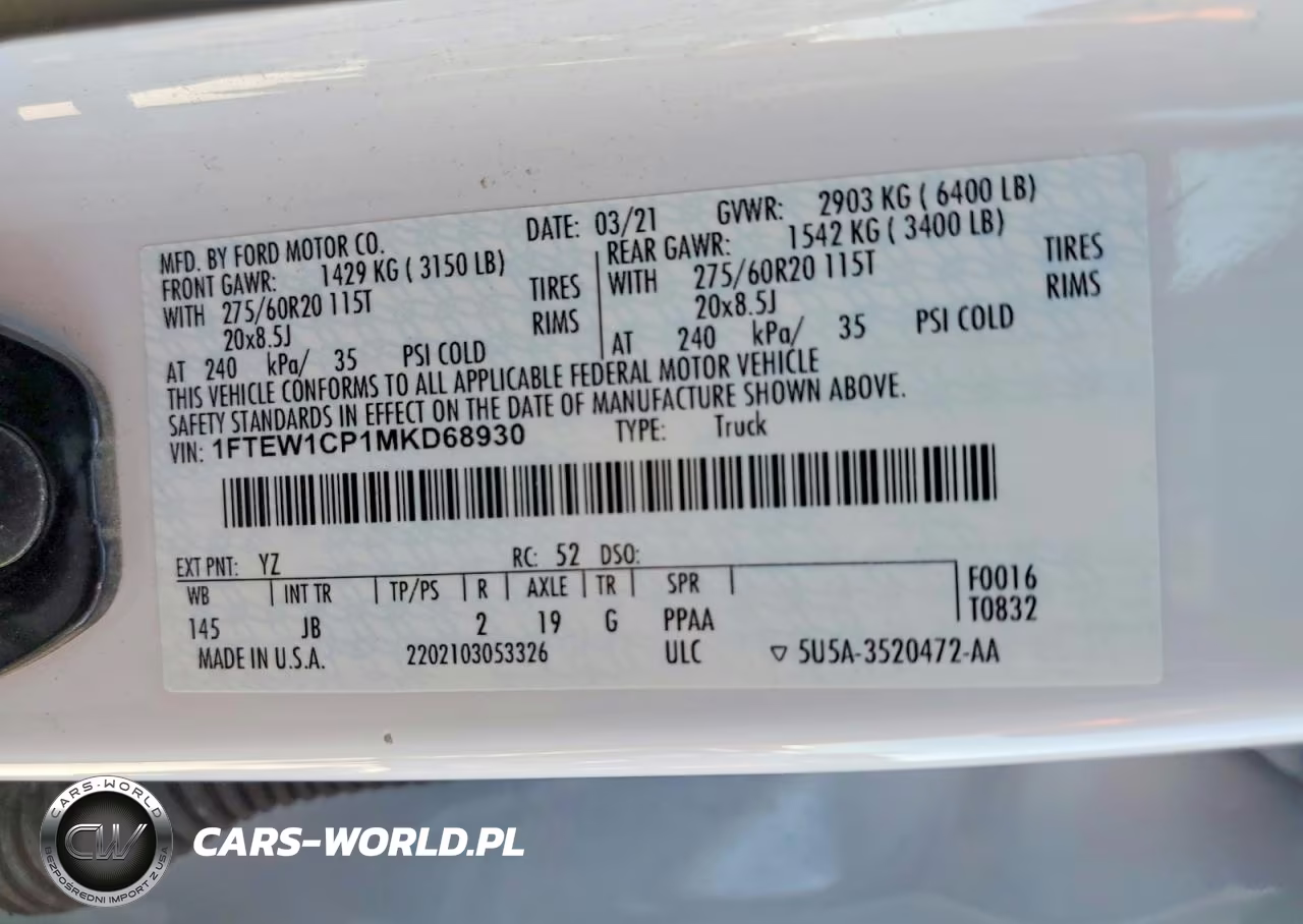 2021 Ford F150 Supercrew VIN:1FTEW1CP1MKD68930 - 13