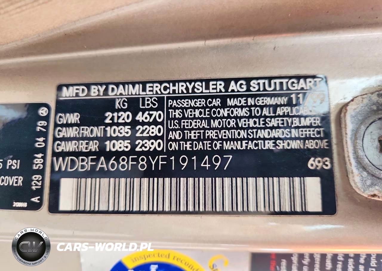 2000 Mercedes-Benz Sl 500 VIN:WDBFA68F8YF191497 - 12