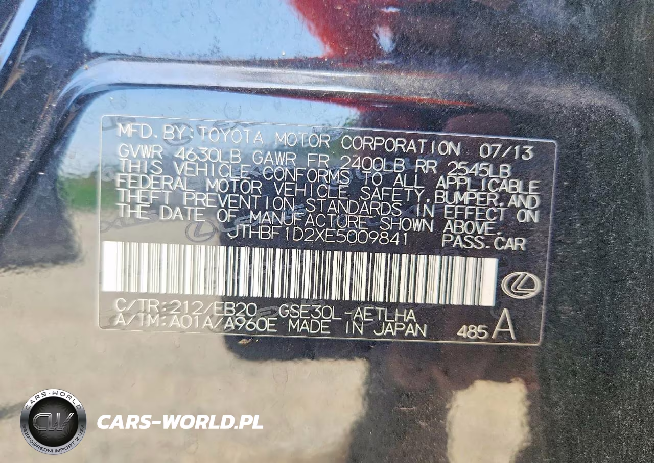 2014 Lexus Is 250 VIN:JTHBF1D2XE5009841 - 13