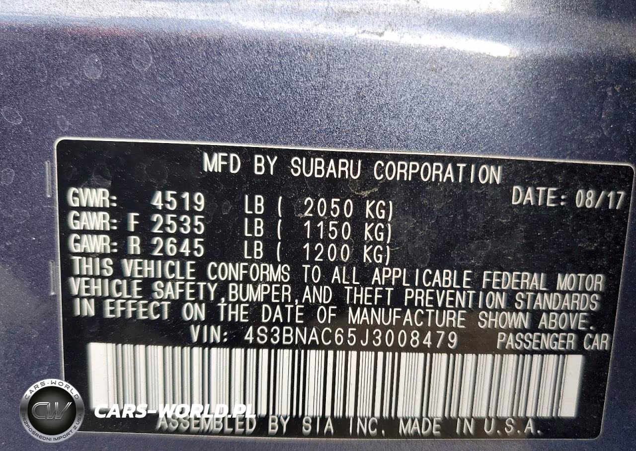 2018 Subaru Legacy 2.5I Premium VIN:4S3BNAC65J3008479 - 13