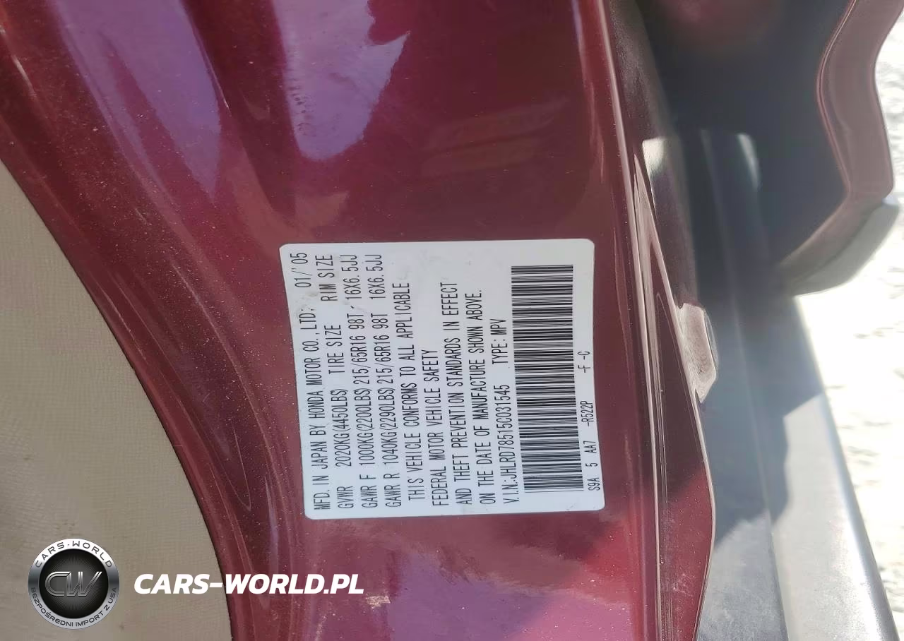 2005 Honda Cr-V Lx VIN:JHLRD78515C031545 - 13