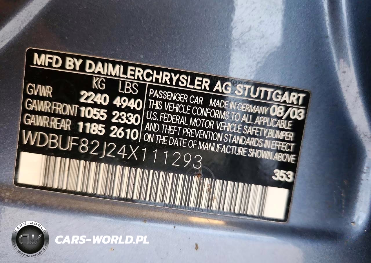 2004 Merz E-Class VIN:WDBUF82J24X111293 - 12
