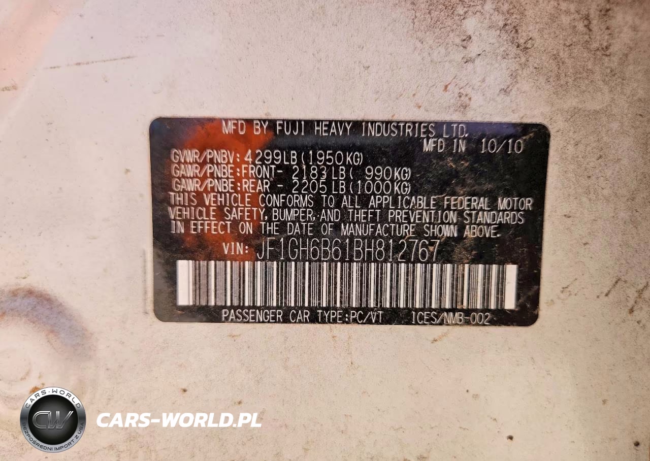 2011 Subaru Impreza 2.5I Premium VIN:JF1GH6B61BH812767 - 12