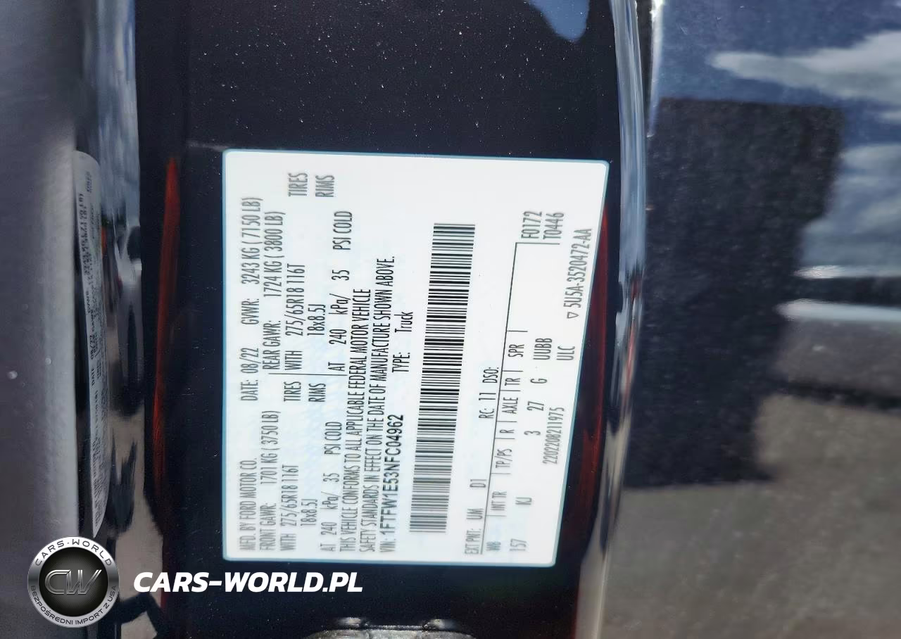 2022 Ford F150 Supercrew VIN:1FTFW1E53NFC04962 - 12