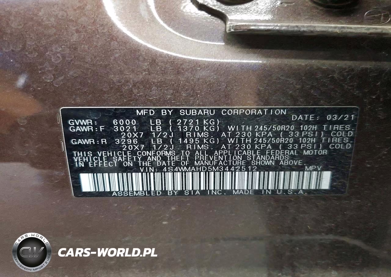 2021 Subaru Ascent Premium VIN:4S4WMAHD5M3442512 - 13