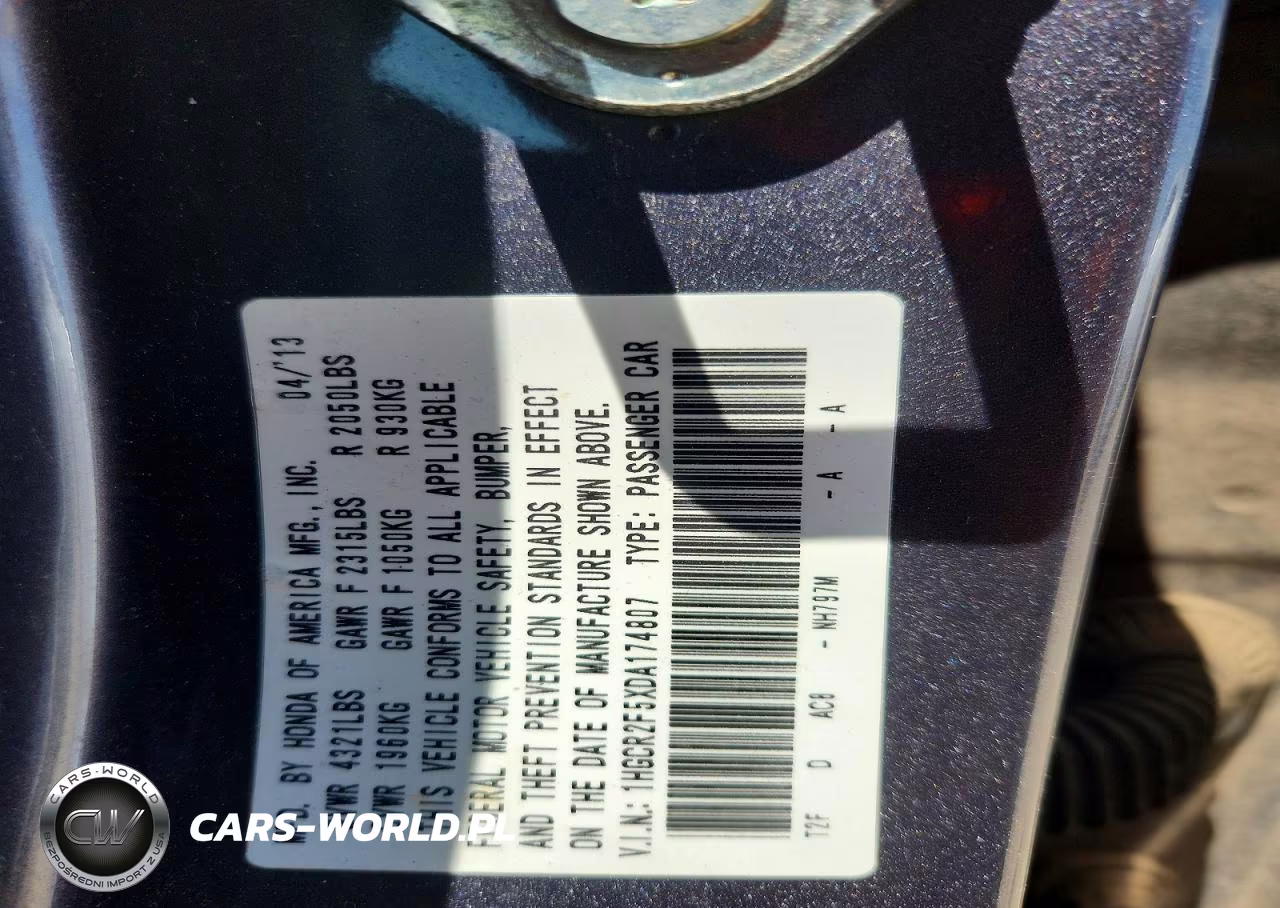 2013 Honda Accord Sport VIN:1HGCR2F5XDA174807 - 13