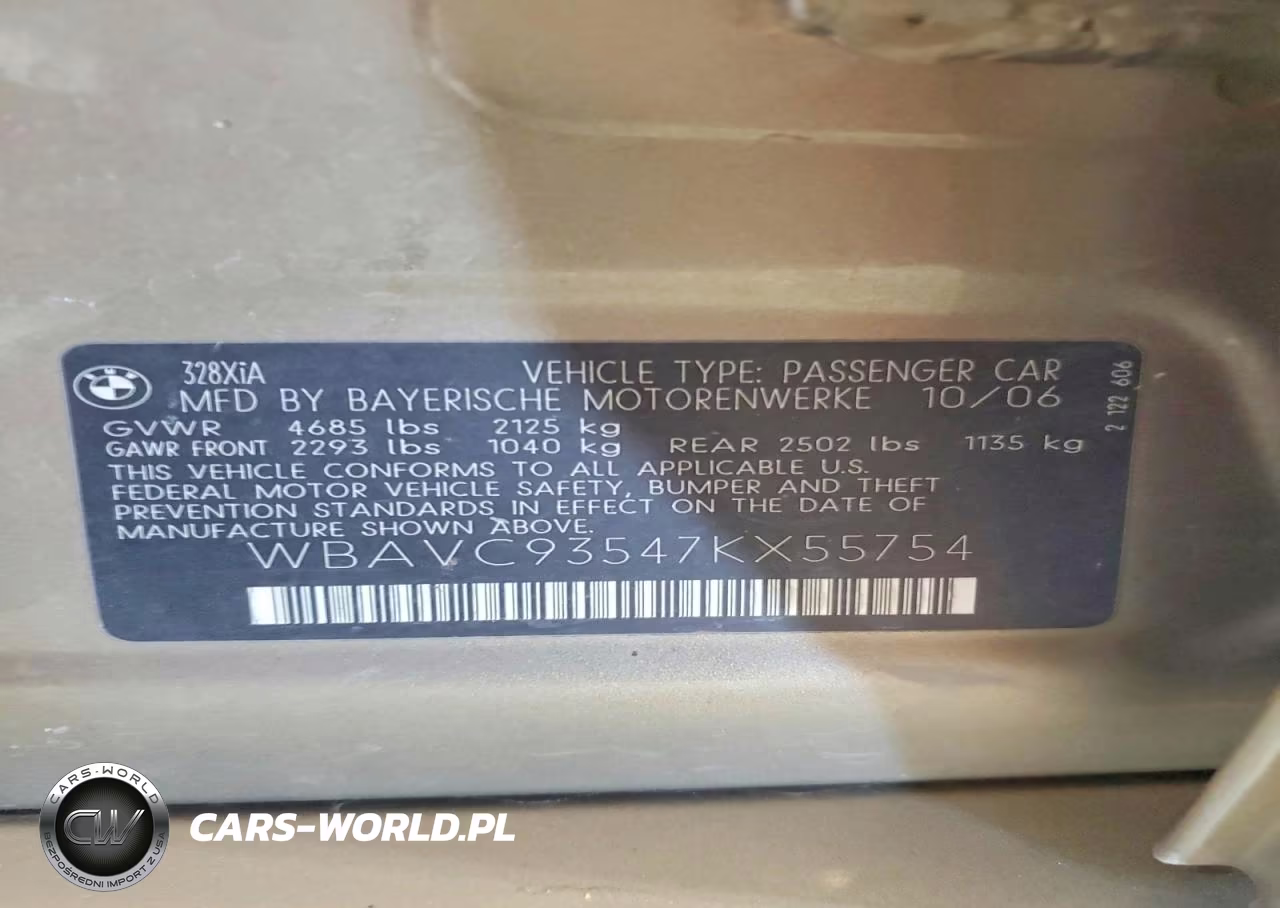 2007 BMW 328 Xi VIN:WBAVC93547KX55754 - 13